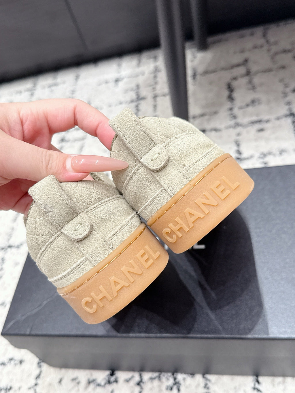 CHANEL 26S QUILTED SNEAKERS IN SAND BEIGE SUEDE