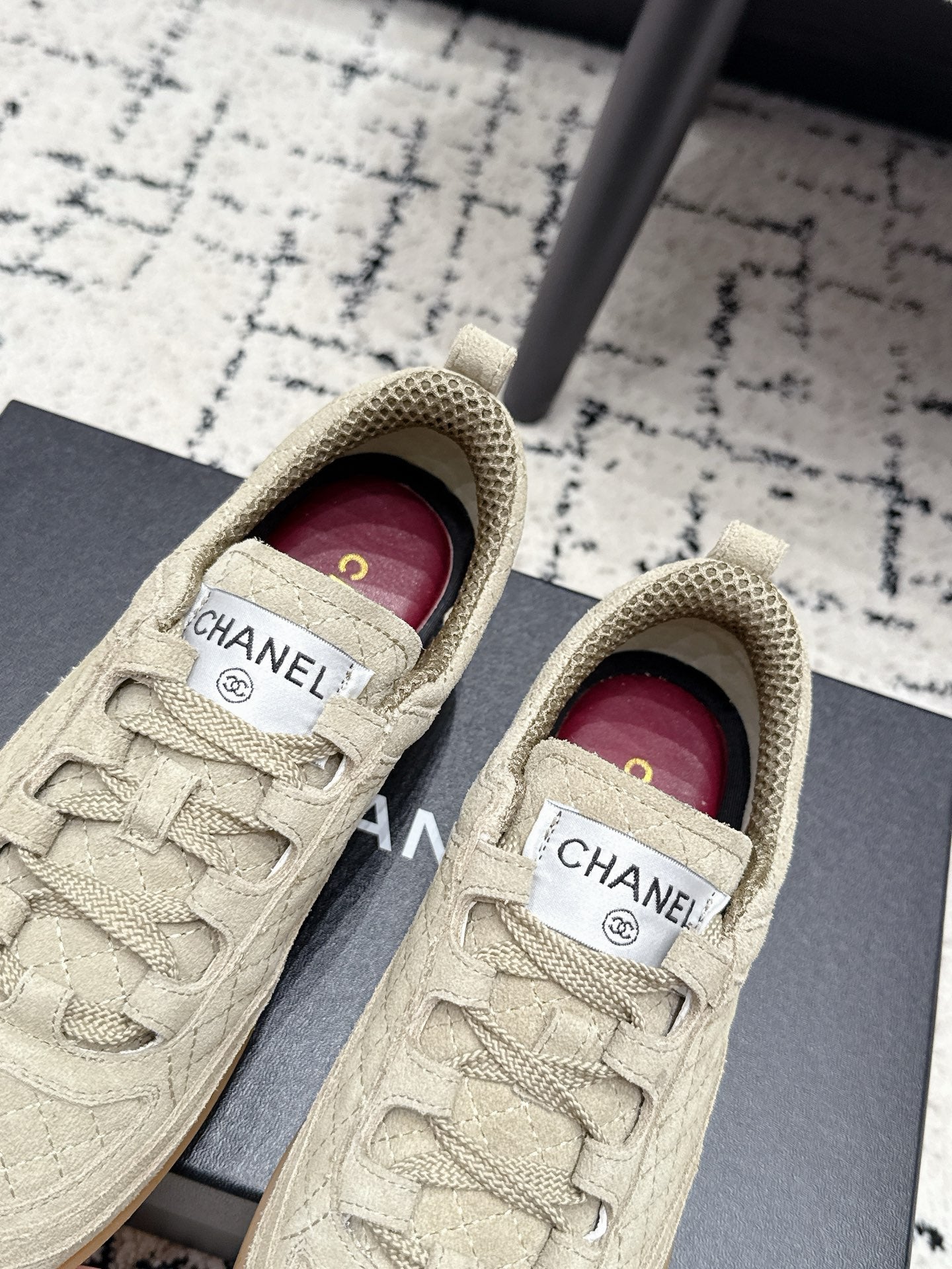 CHANEL 26S QUILTED SNEAKERS IN SAND BEIGE SUEDE