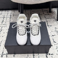 CHANEL 26S LACE-UP SNEAKERS IN WHITE SUEDE