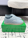 BOTTEGA VENETA 26S SNEAKERS IN LIGHT BLUE GREY WOVEN LAMBSKIN