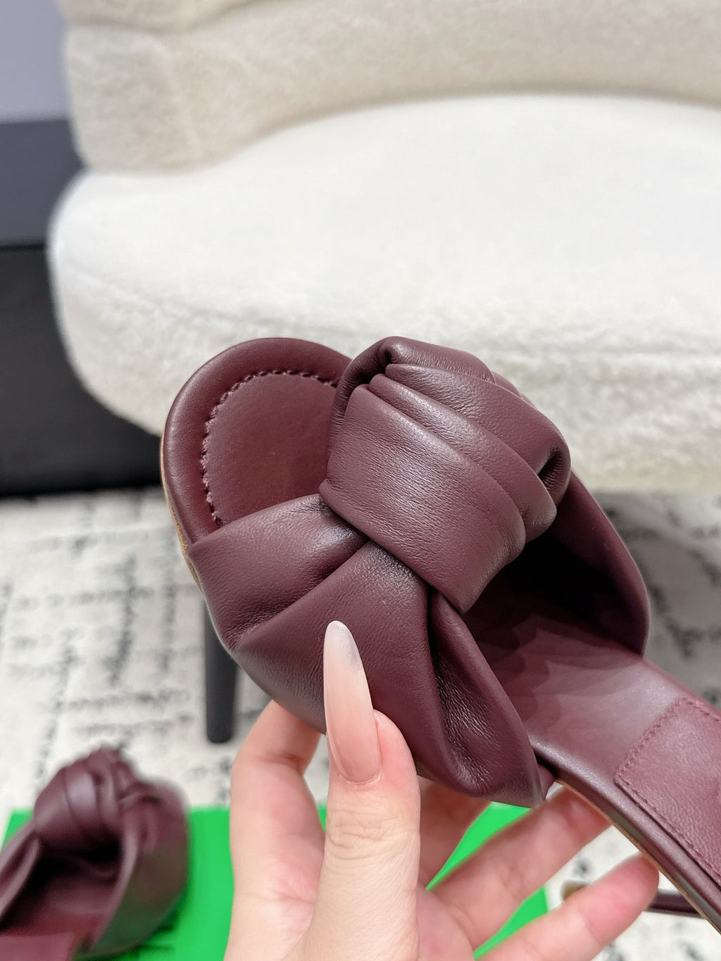 BOTTEGA VENETA 26S TWIST-STRAP HIGH-HEEL SANDALS 90 MM IN DARK RED LAMBSKIN