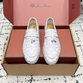 LP 26S SUMMER CHARMS WALK LOAFER IN WHITE CROCODILE CALFSKIN SILVER HARDWARE