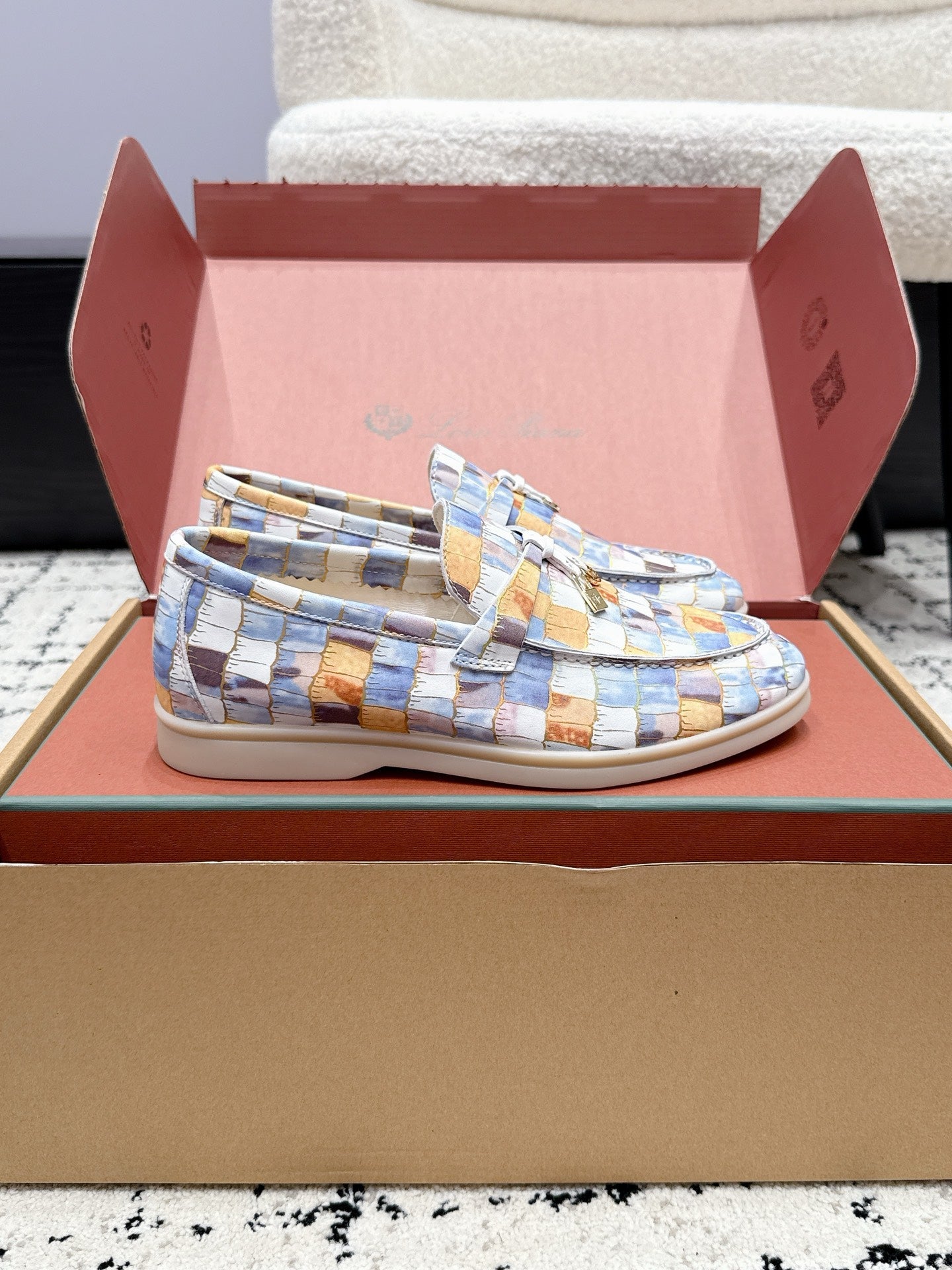 LP 26S SUMMER CHARMS WALK LOAFER IN MULTICOLOR CROCODILE CALFSKIN GOLD HARDWARE