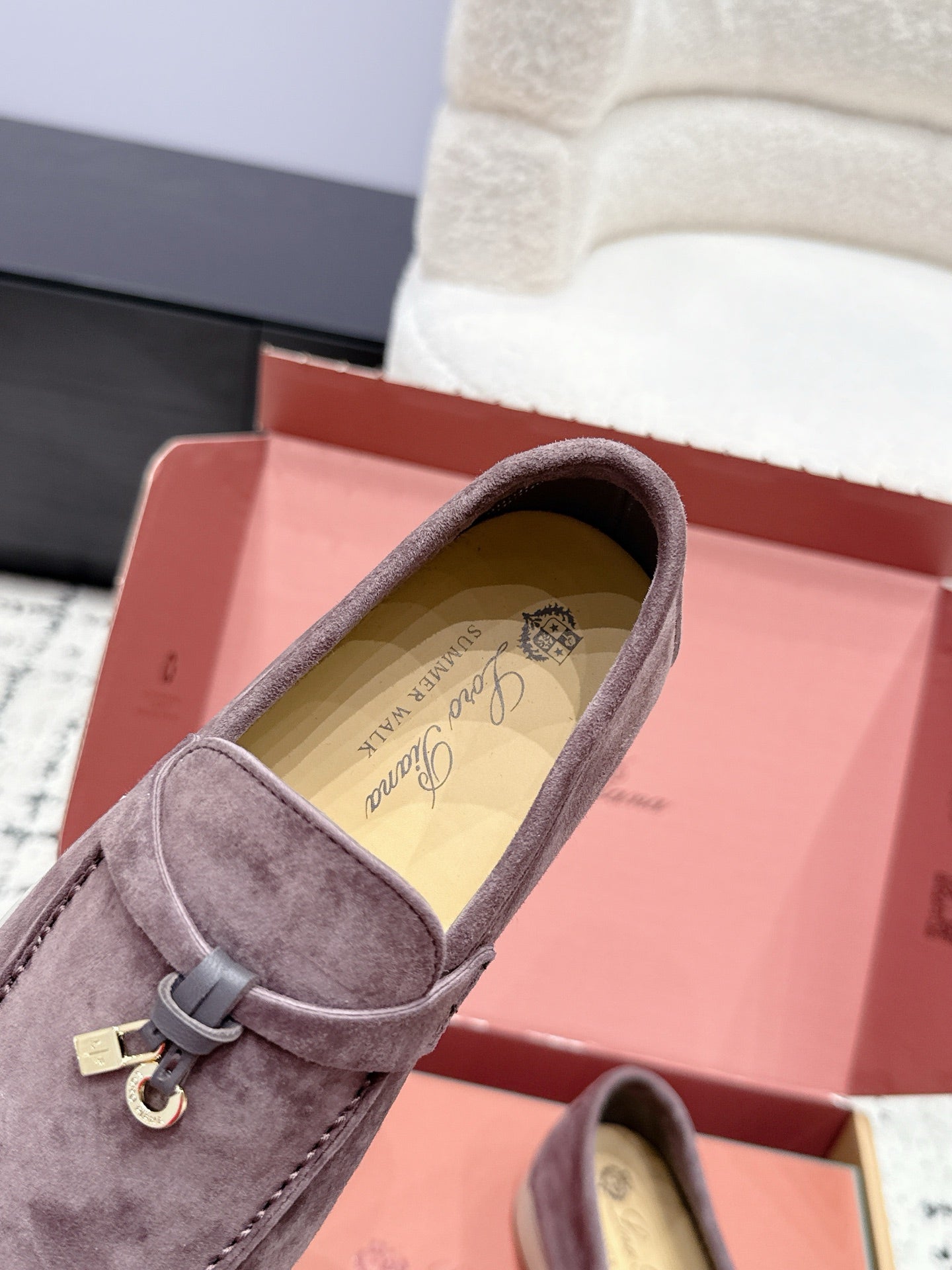 LP 26S SUMMER CHARMS WALK LOAFER IN PURPLE GRAY SUEDE GOLD HARDWARE