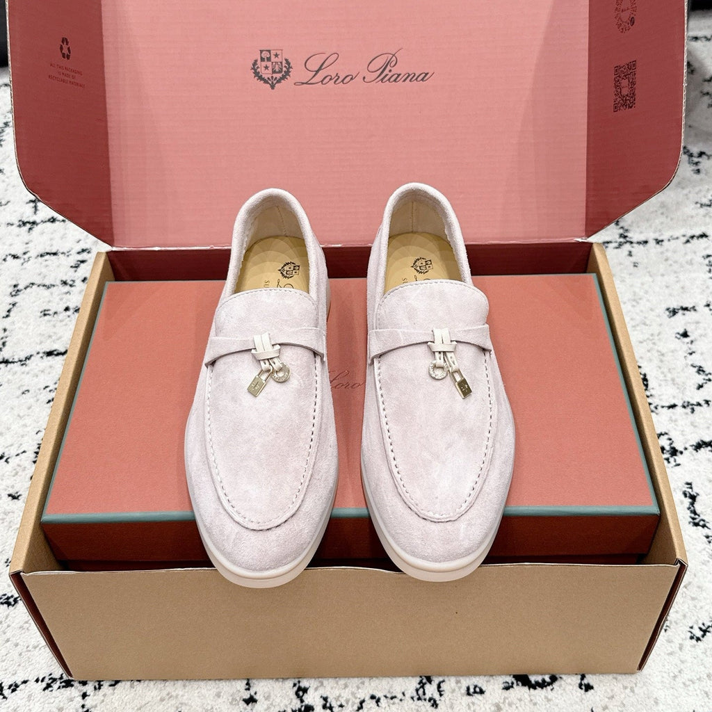 LP 26S SUMMER CHARMS WALK LOAFER IN LIGHT PINK GREY SUEDE GOLD HARDWARE