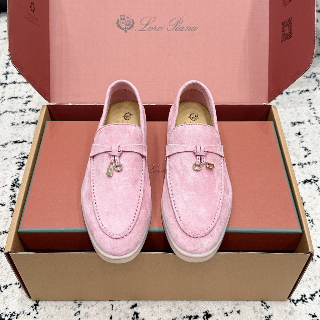 LP 26S SUMMER CHARMS WALK LOAFER IN PINK SUEDE GOLD HARDWARE