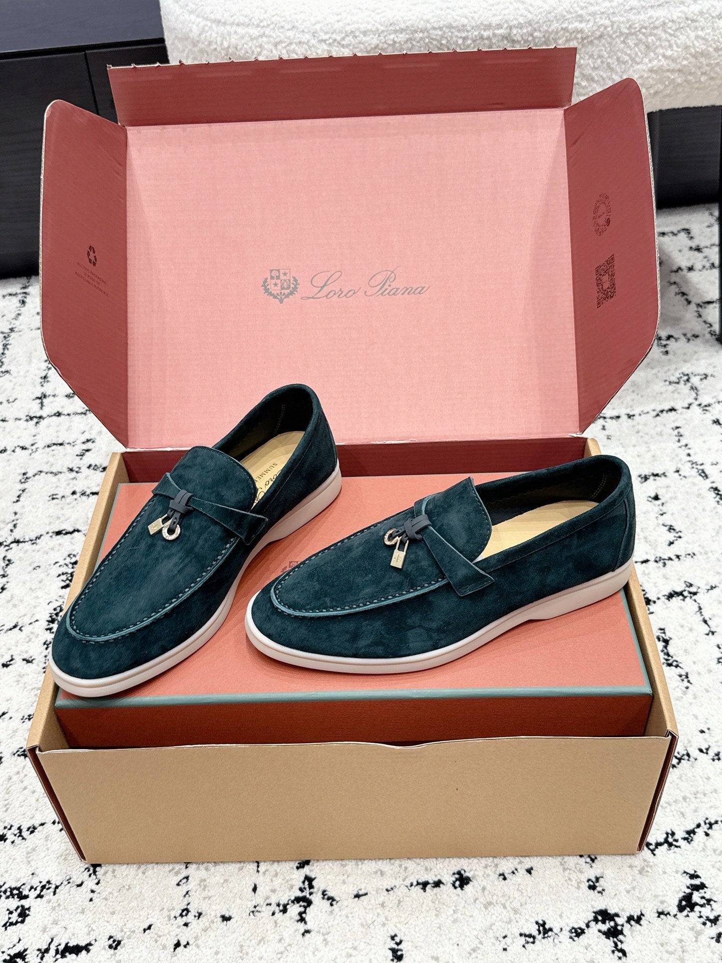 LP 26S SUMMER CHARMS WALK LOAFER IN DEEP TEAL GREEN SUEDE GOLD HARDWARE