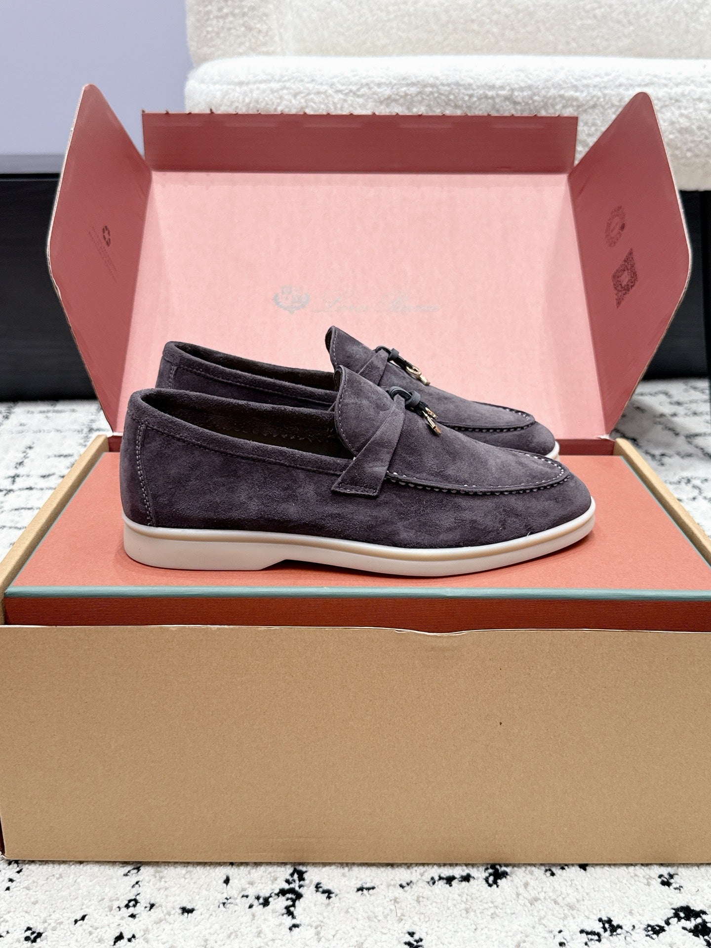 LP 26S SUMMER CHARMS WALK LOAFER IN PURPLE GRAY SUEDE GOLD HARDWARE