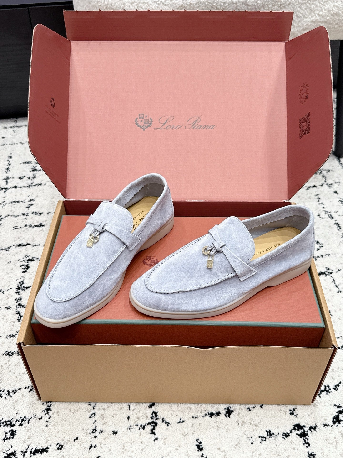 LP 26S SUMMER CHARMS WALK LOAFER IN LIGHT BLUE SUEDE GOLD HARDWARE