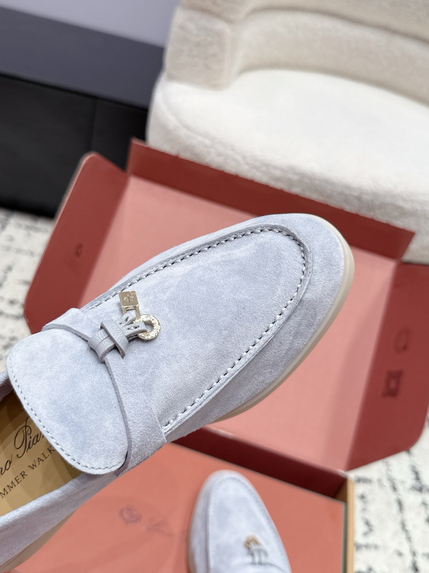 LP 26S SUMMER CHARMS WALK LOAFER IN LIGHT BLUE SUEDE GOLD HARDWARE