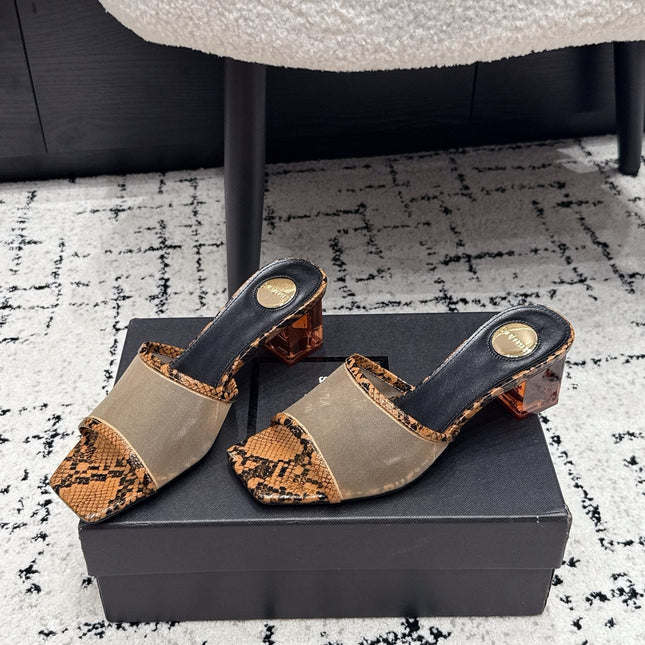 YSL 26S HIGH-HEEL SANDALS 50 MM IN NATURAL SNAKESKIN CALFSKIN & MESH