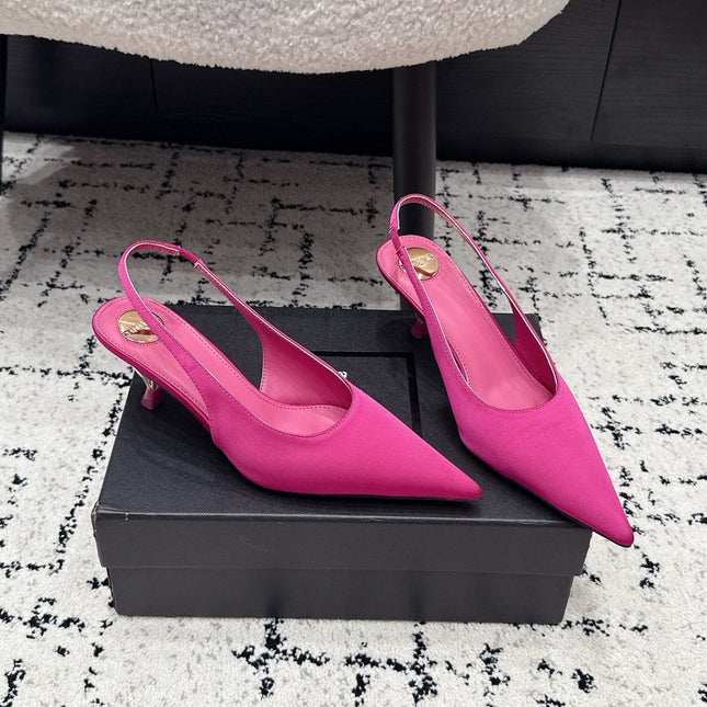 YSL 26S SLINGBACK PUMPS 60 MM IN PINK SATIN