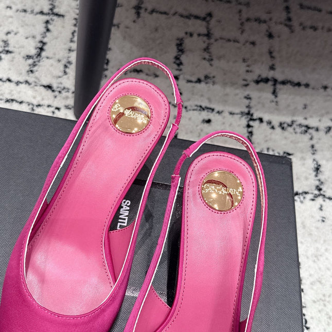 YSL 26S SLINGBACK PUMPS 60 MM IN PINK SATIN
