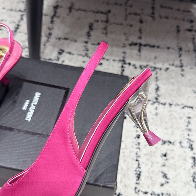 YSL 26S SLINGBACK PUMPS 60 MM IN PINK SATIN