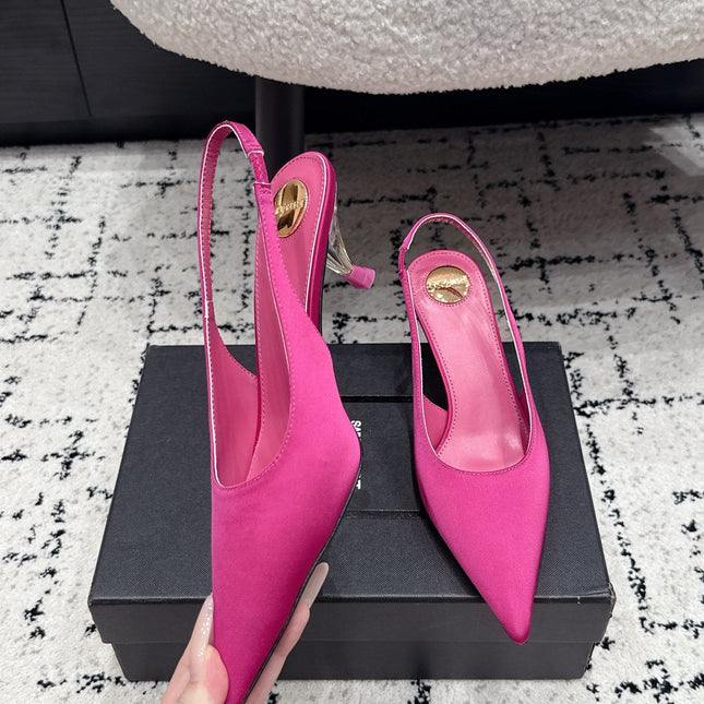 YSL 26S SLINGBACK PUMPS 60 MM IN PINK SATIN