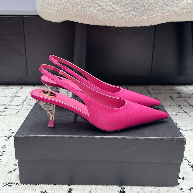 YSL 26S SLINGBACK PUMPS 60 MM IN PINK SATIN