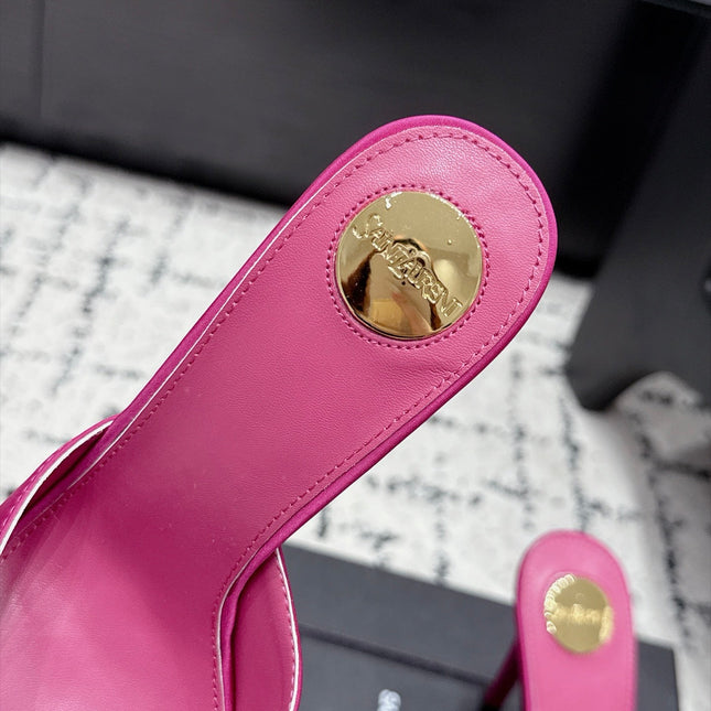 YSL 26S HEELED MULES 105 MM IN PINK SATIN