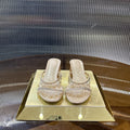 RENE CAOVILLA 26S HIGH-HEEL SANDALS 50 MM IN PASTEL BEIGE LAMBSKIN