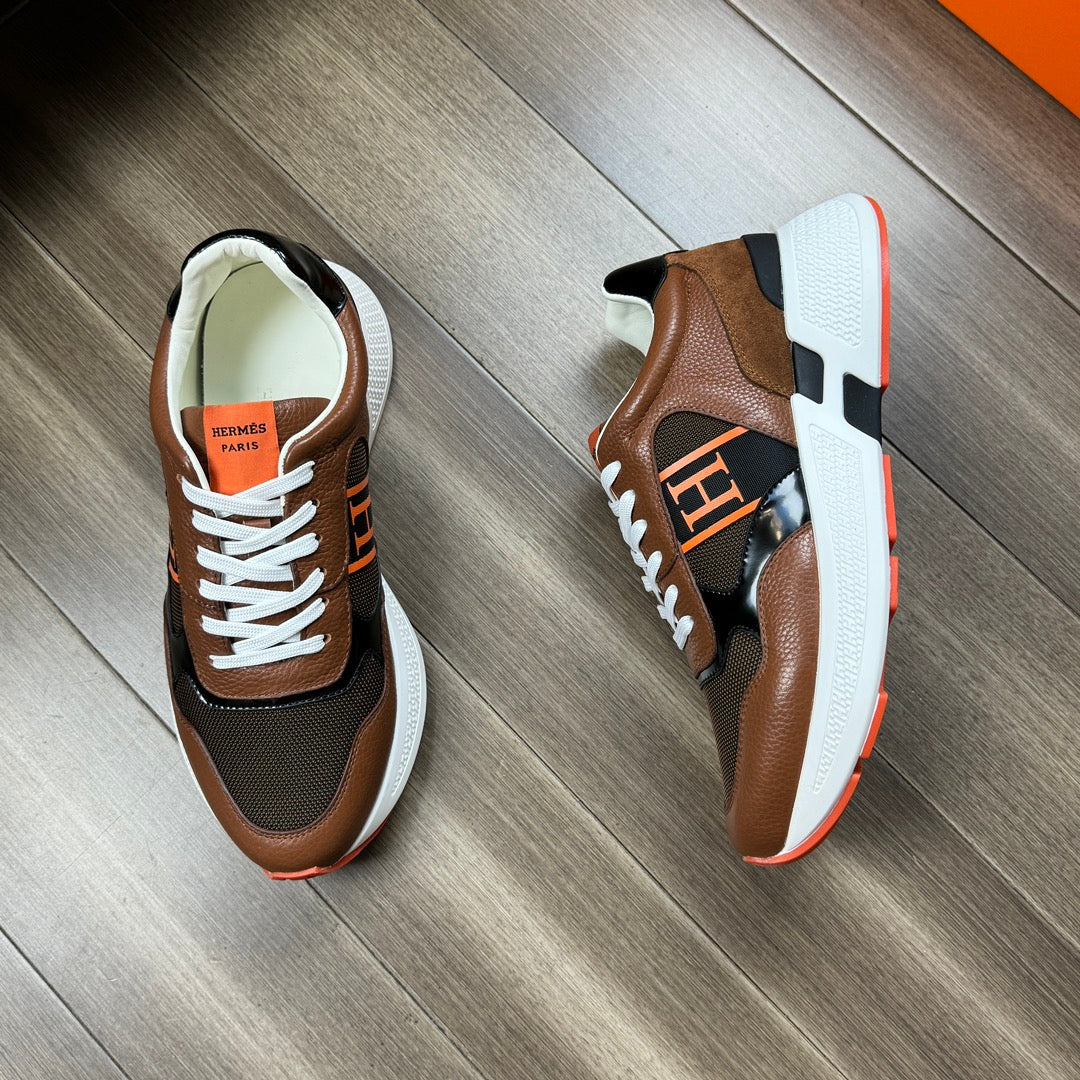 HM THICK - SOLE SNEAKER BROWN MESH FABRIC