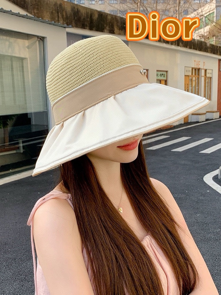 DIOR 26S MESH WIDE-BRIM HAT WITH BOW STYLE 36