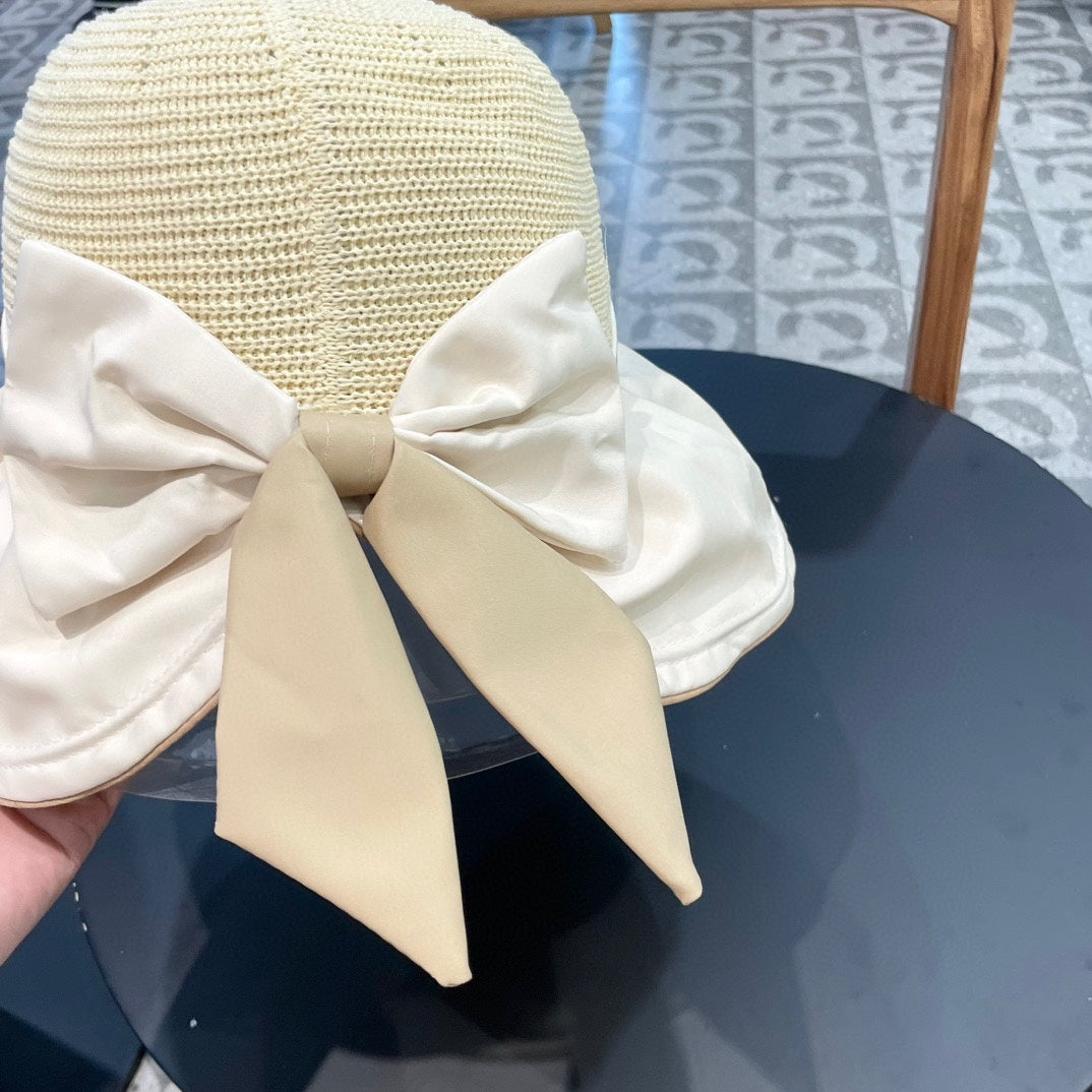 DIOR 26S MESH WIDE-BRIM HAT WITH BOW STYLE 36