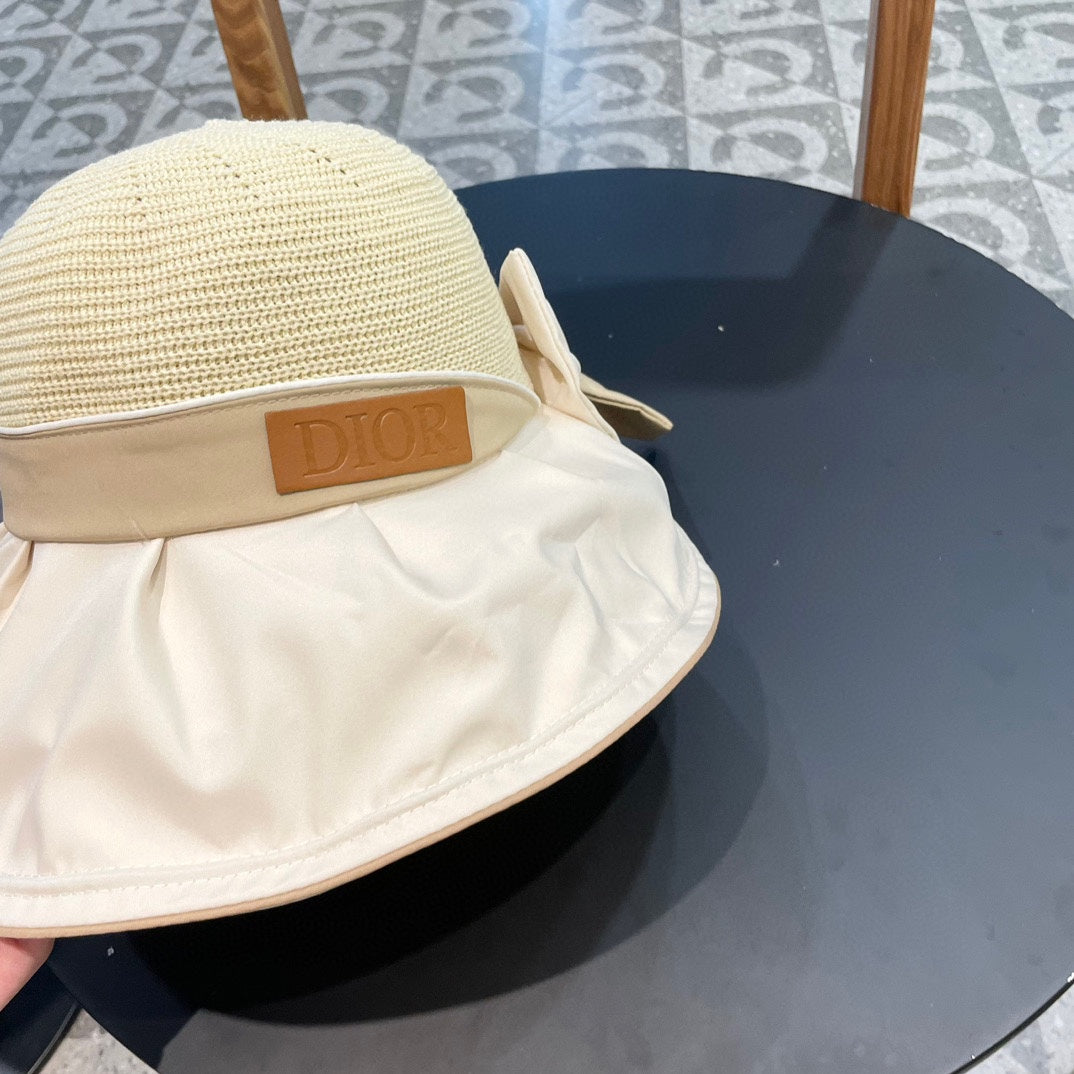 DIOR 26S MESH WIDE-BRIM HAT WITH BOW STYLE 36