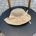 STRIPED BUCKET HAT IN WHEAT BEIGE COTTON 434997