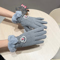 GLOVES IN COOL GRAY WOOL WITH RABBIT FUR 439080
