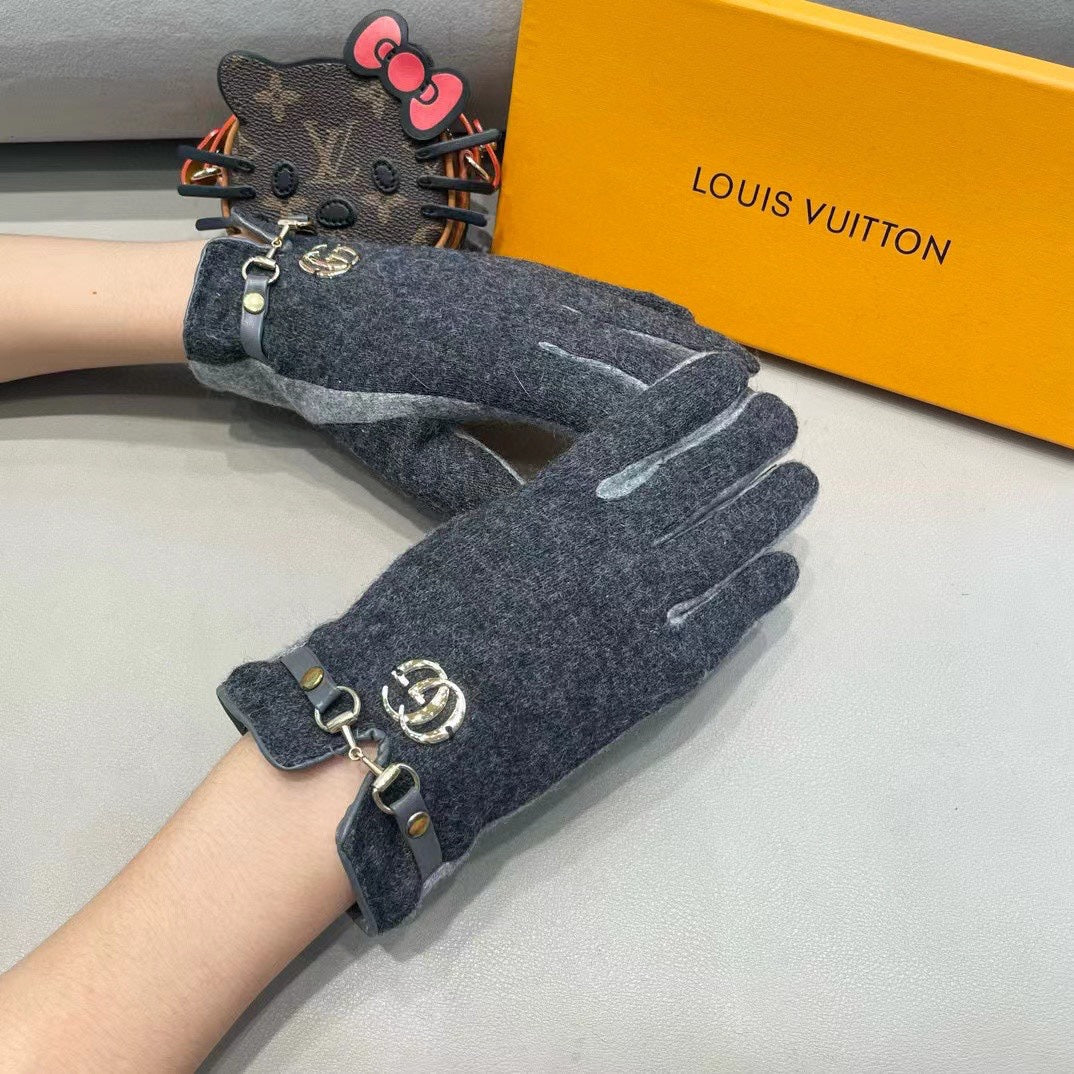 GLOVES IN CHARCOAL MIX LIGHT GRAY WOOL 454558