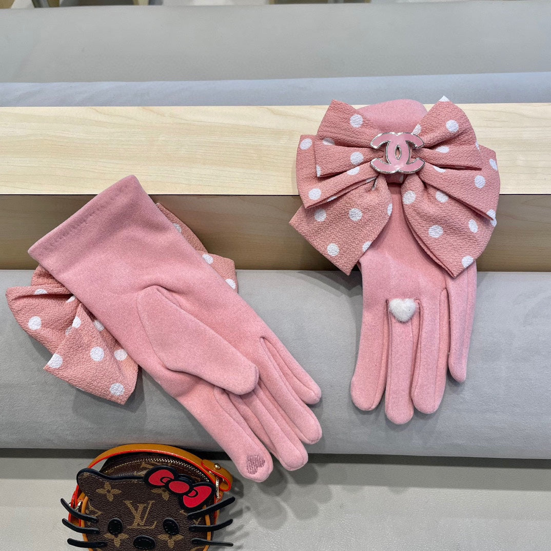 GLOVES IN ROSE PINK MIX WHITE WOOL 454574