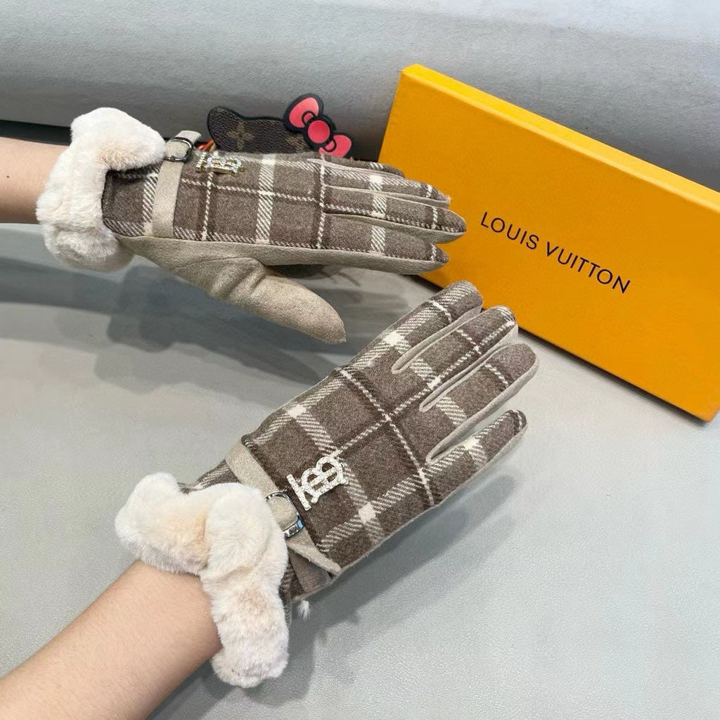 GLOVES IN MEDIUM BROWN WOOL WITH SHEARLING LINING 460068