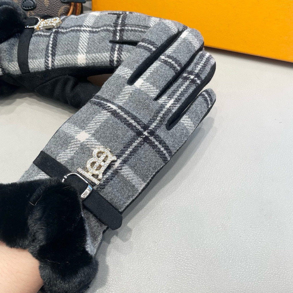 GLOVES IN DOVE GRAY WOOL WITH SHEARLING LINING 460069