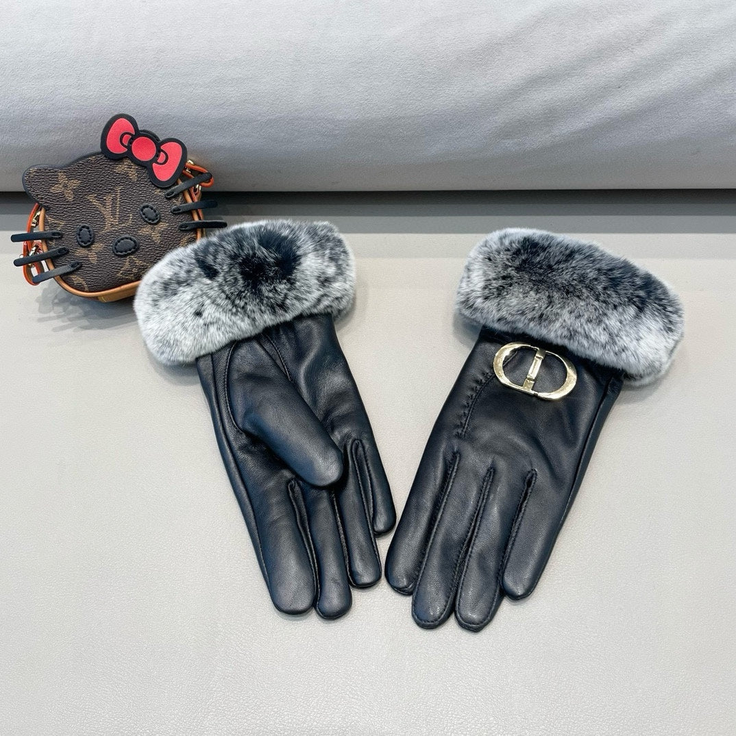 GLOVES IN BLACK LAMBSKIN AND RABBIT FUR 460082