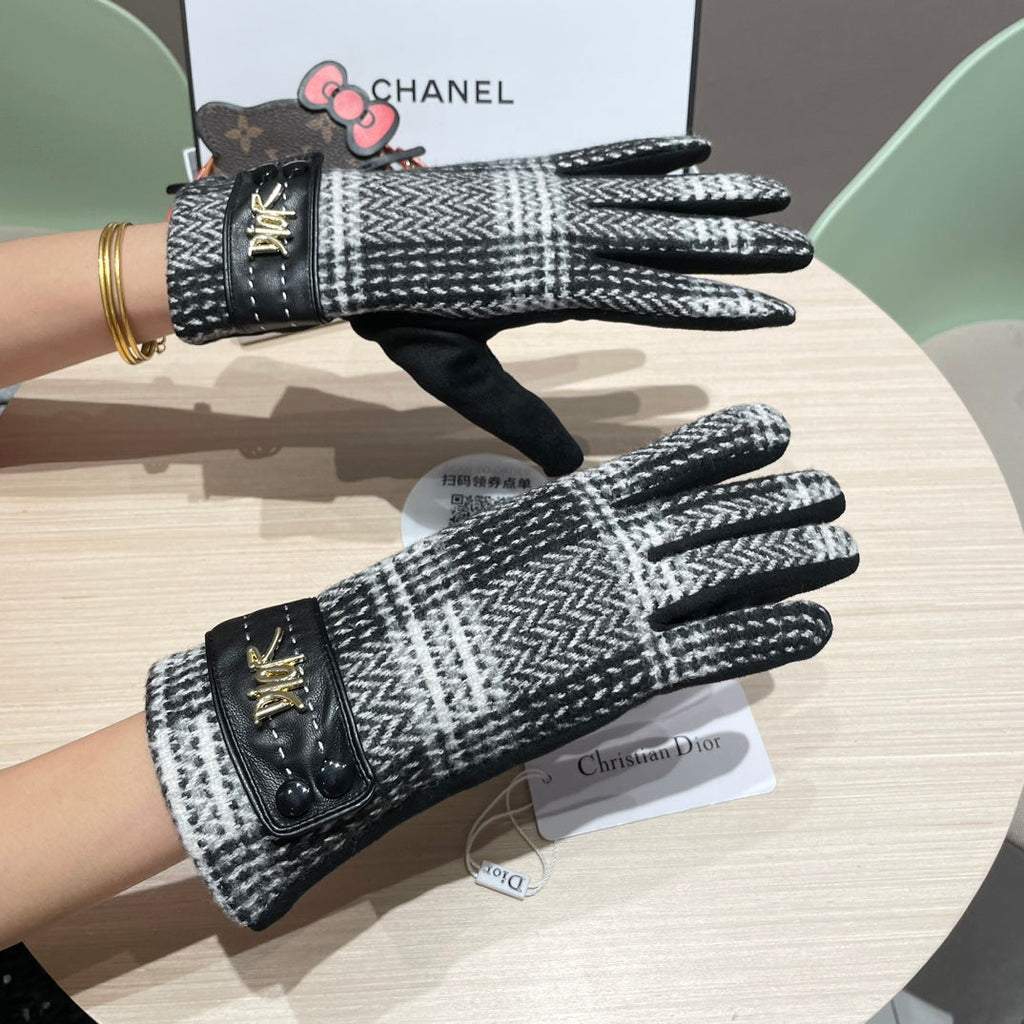 GLOVES IN BLACK MIX WHITE WOOL 463806