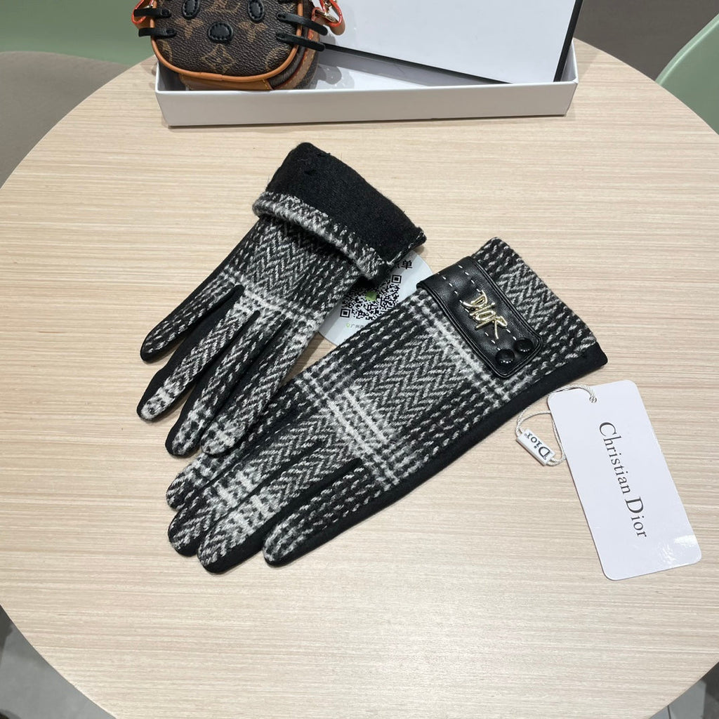 GLOVES IN BLACK MIX WHITE WOOL 463806