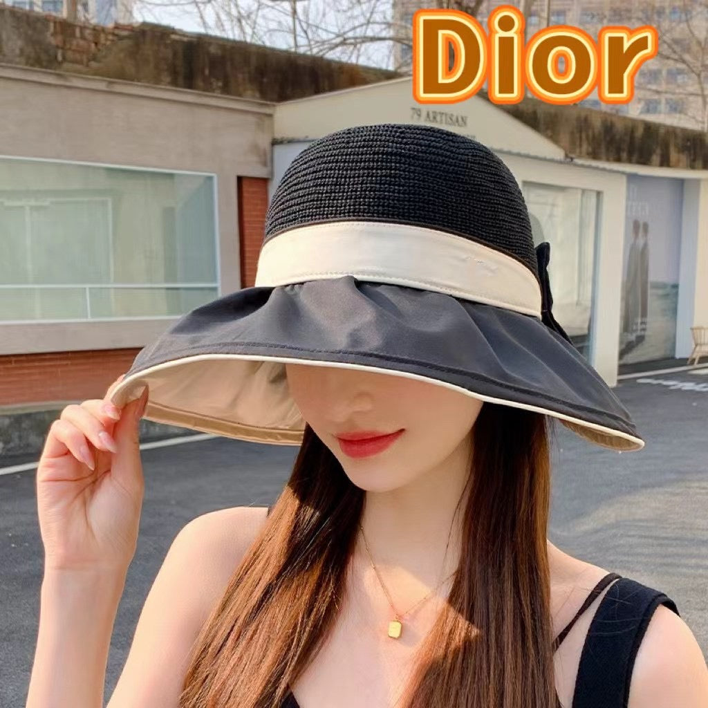 DIOR 26S MESH WIDE-BRIM HAT WITH BOW STYLE 34