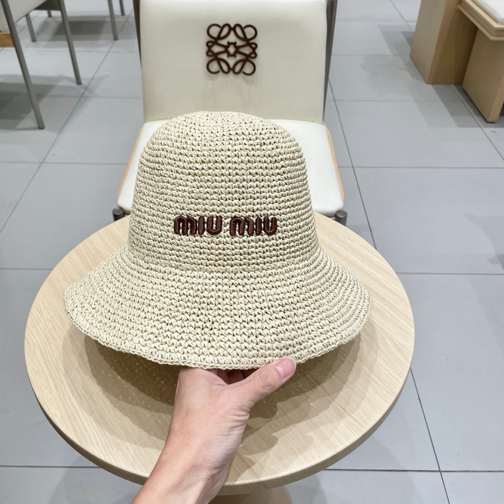 MIUMIU RAFFIA BUCKET HAT STYLE 70