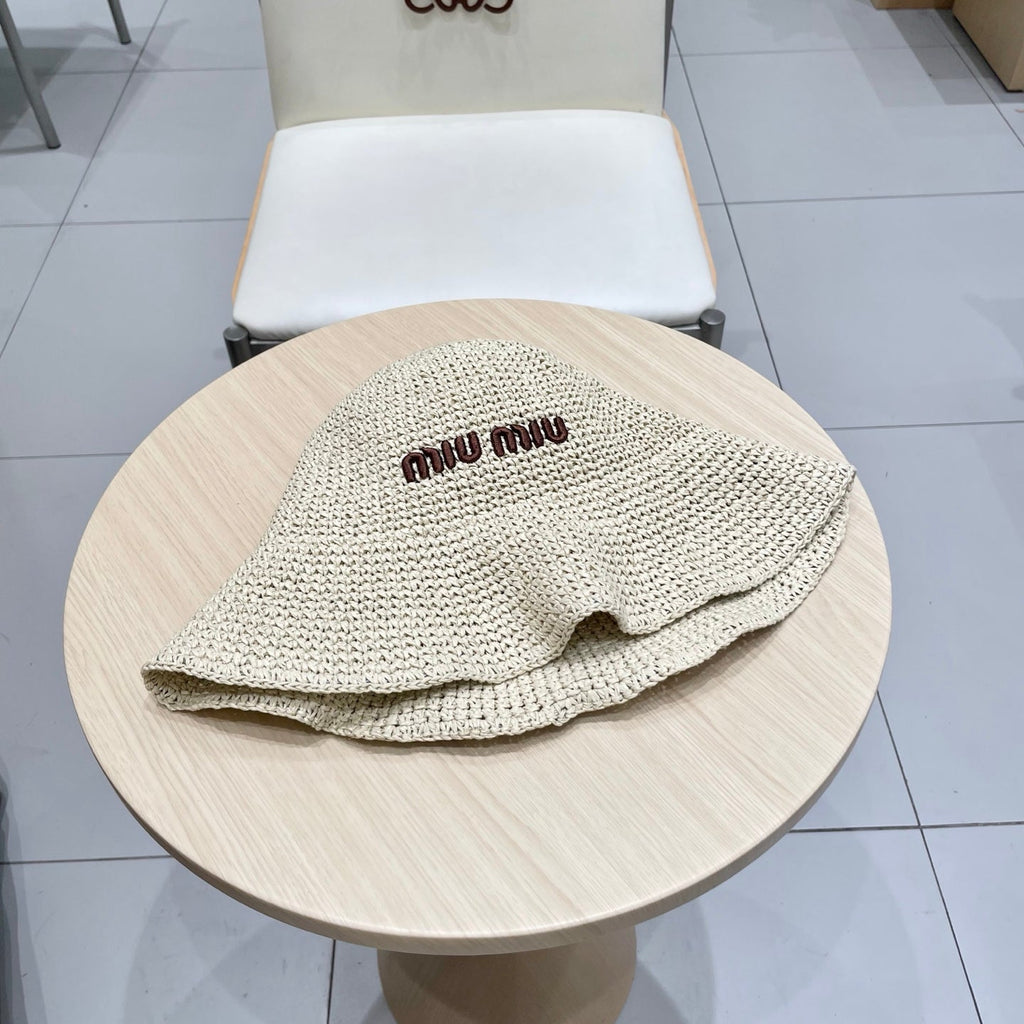 MIUMIU RAFFIA BUCKET HAT STYLE 70