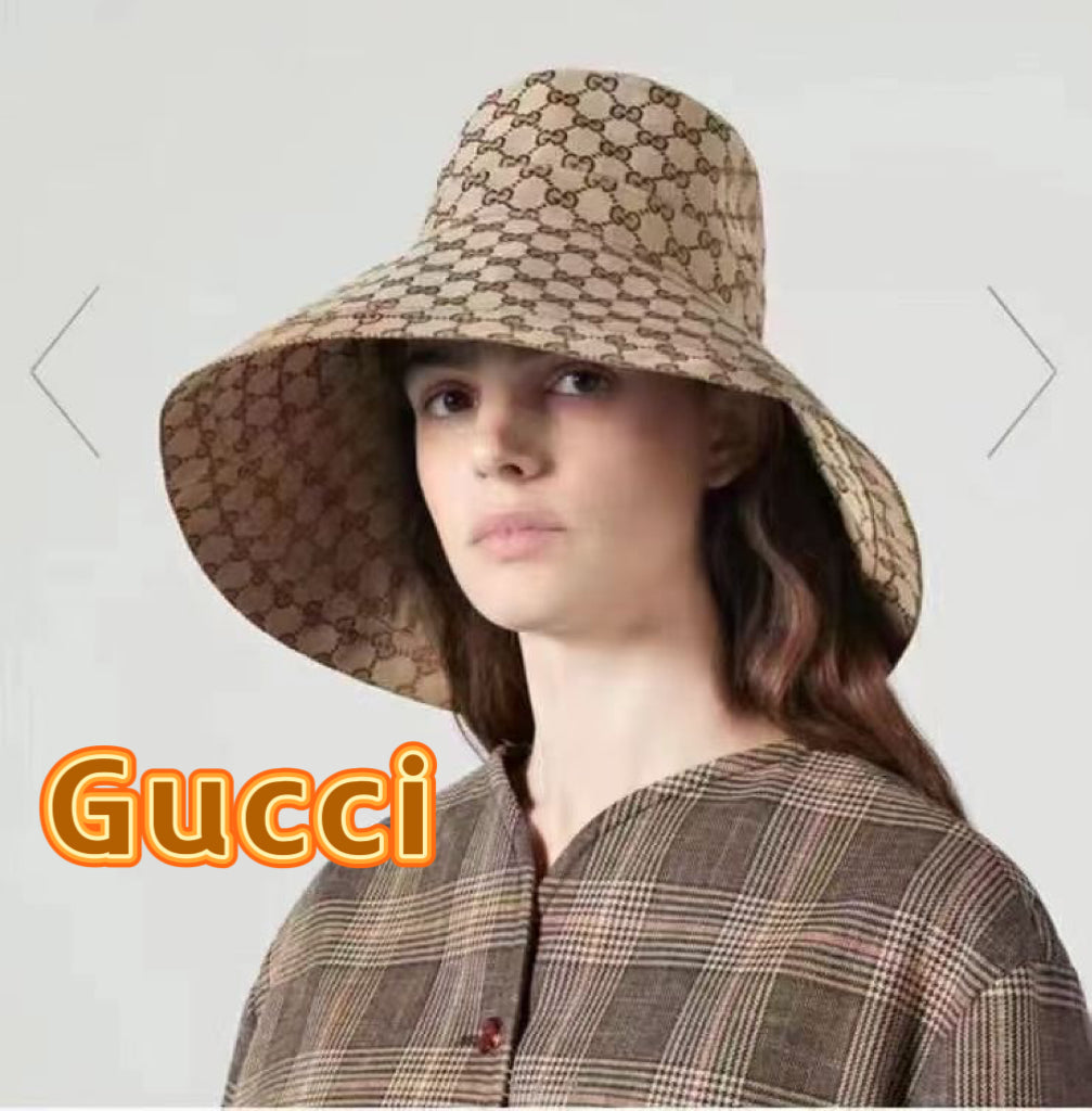 GG BUCKET HAT WIDE BRIM IN BEIGE MONOGRAM CANVAS