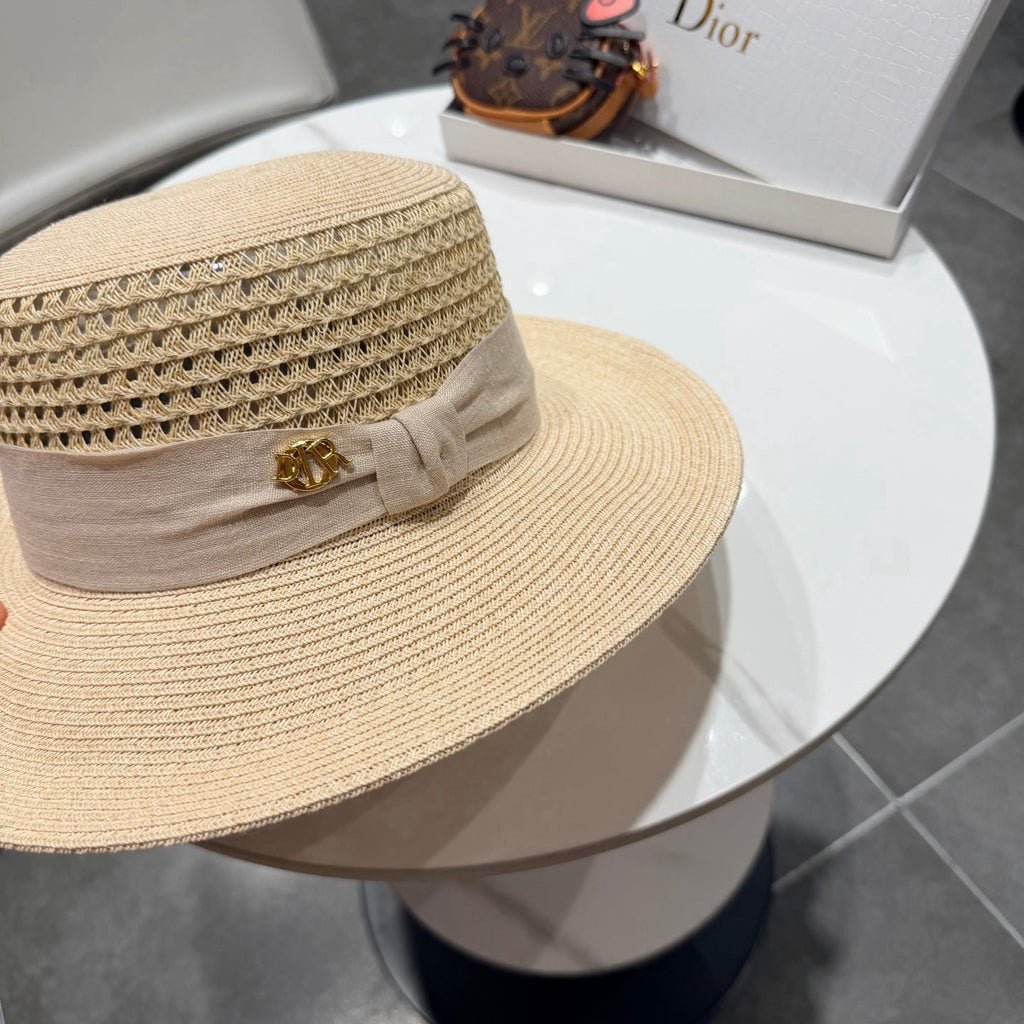 DIOR 26S FLAT-BRIM STRAW HAT STYLE 42