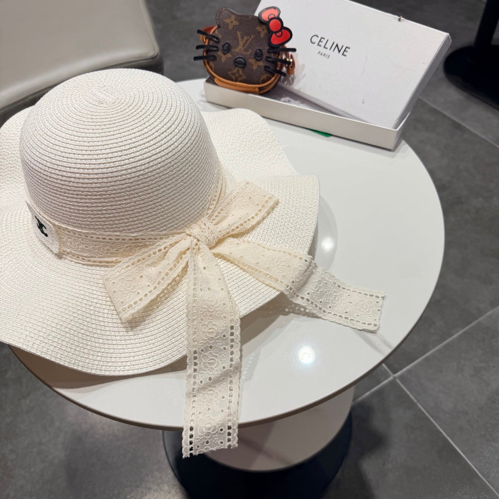 CELINE 26S STRAW WIDE BRIM HAT STYLE 75