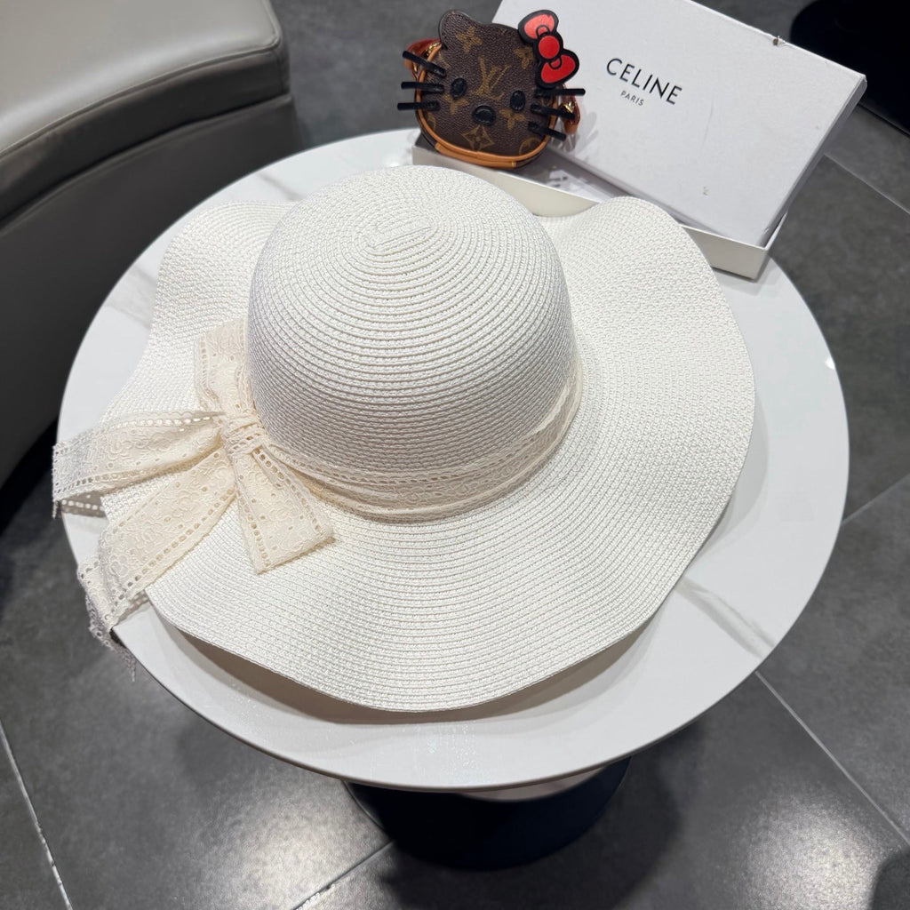 CELINE 26S STRAW WIDE BRIM HAT STYLE 75