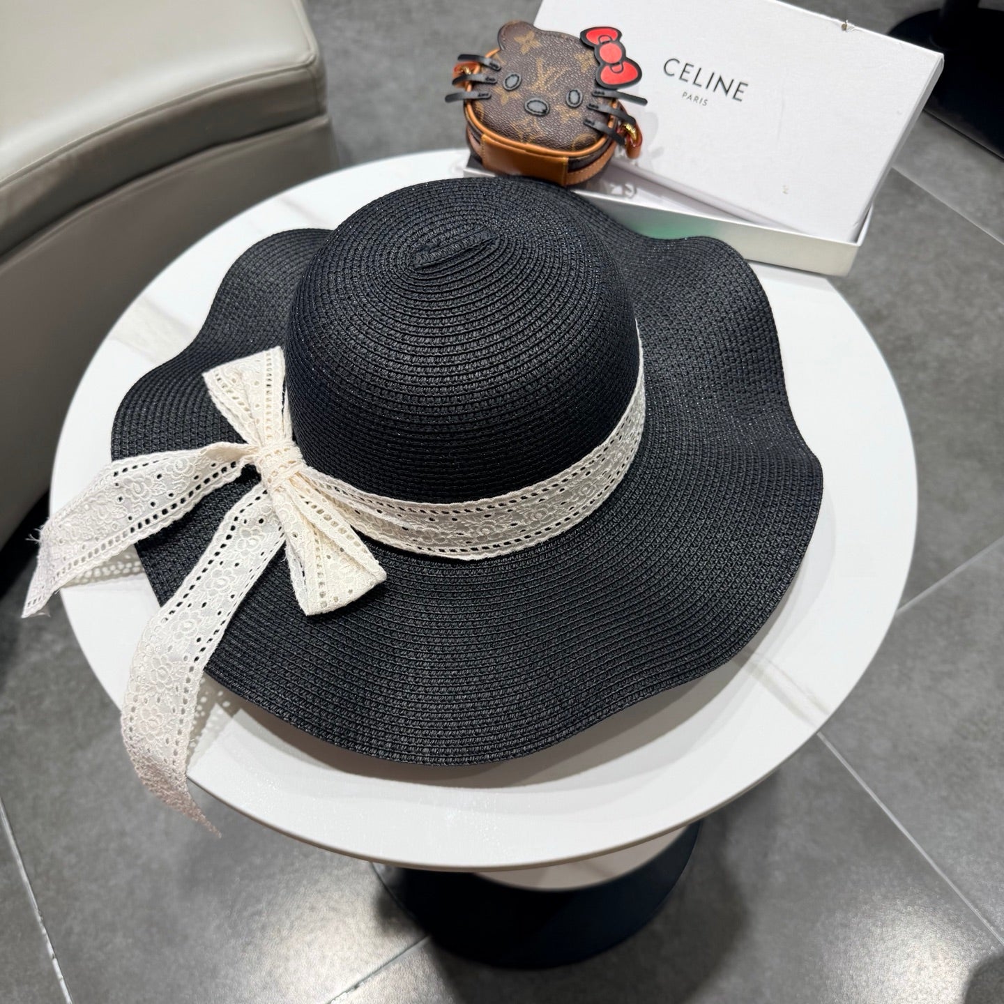 CELINE 26S STRAW WIDE BRIM HAT STYLE 73