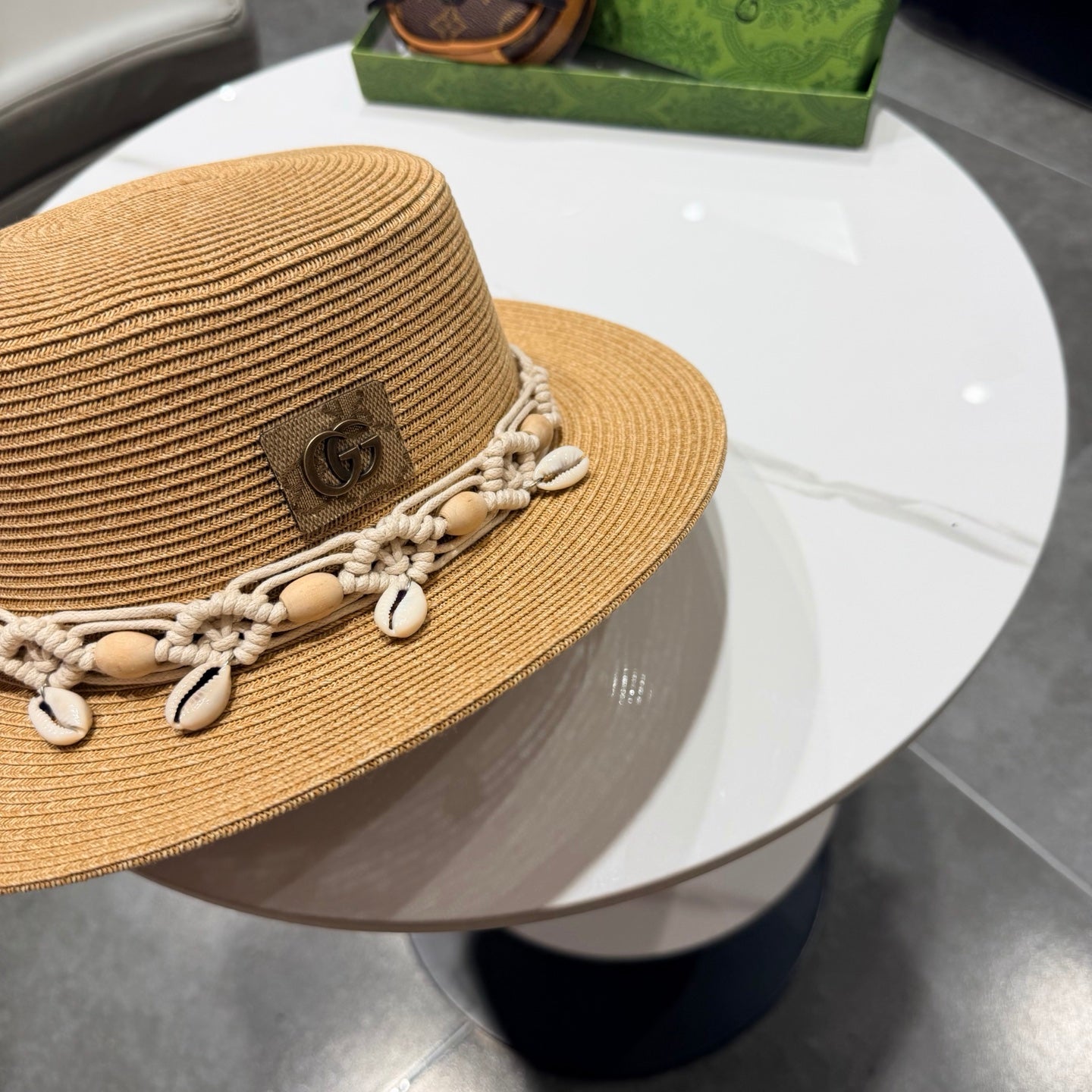 GUCCI 26S FLAT BRIM STRAW HAT WITH BOW STYLE 17