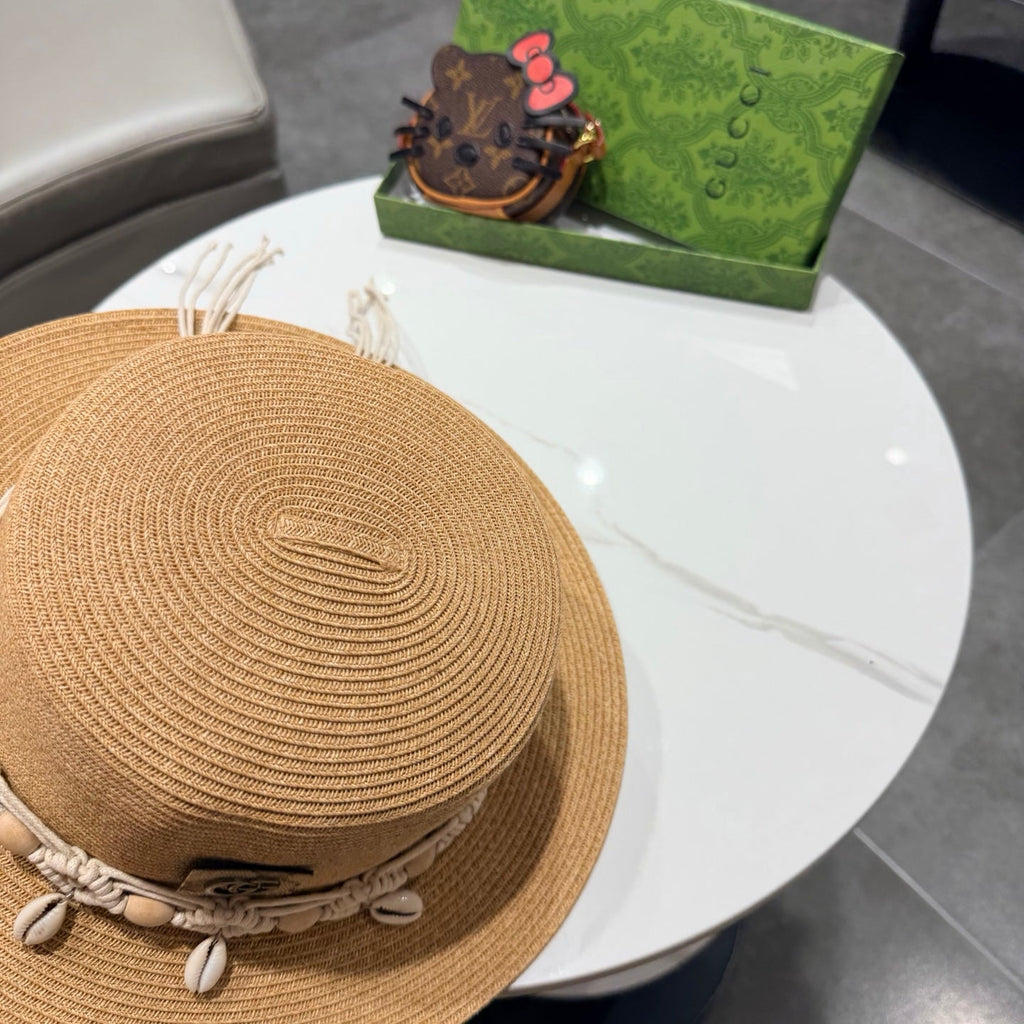 GUCCI 26S FLAT BRIM STRAW HAT WITH BOW STYLE 17