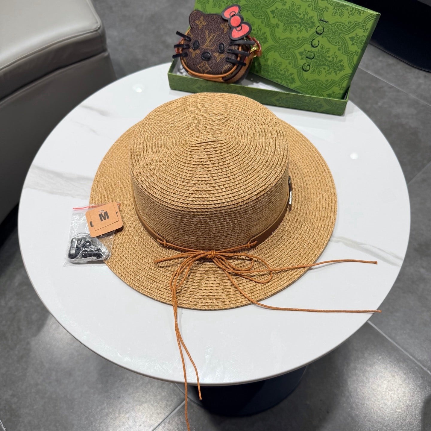 GUCCI 26S FLAT BRIM STRAW HAT WITH BOW STYLE 15