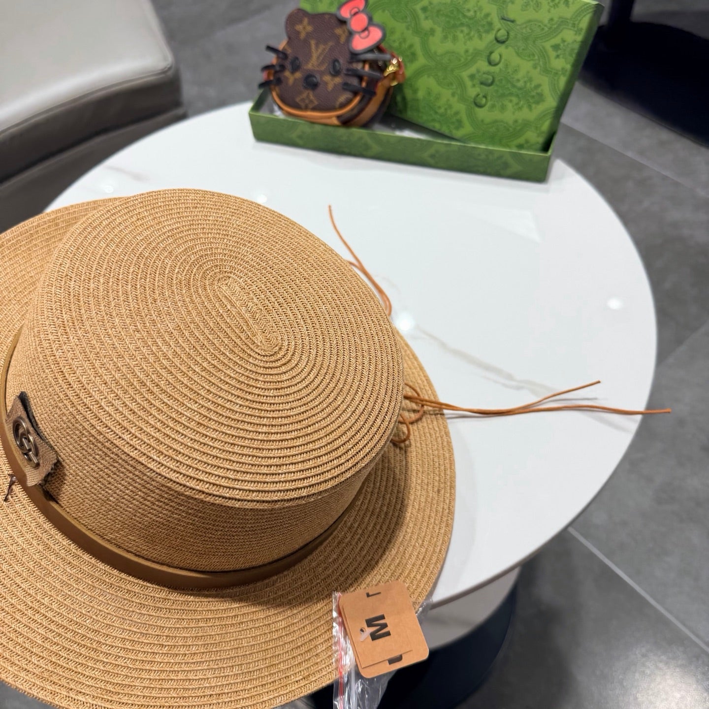 GUCCI 26S FLAT BRIM STRAW HAT WITH BOW STYLE 15