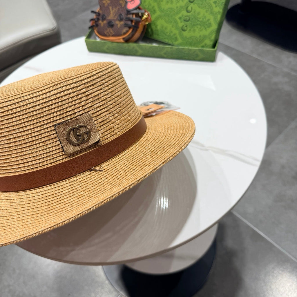 GUCCI 26S FLAT BRIM STRAW HAT WITH BOW STYLE 15