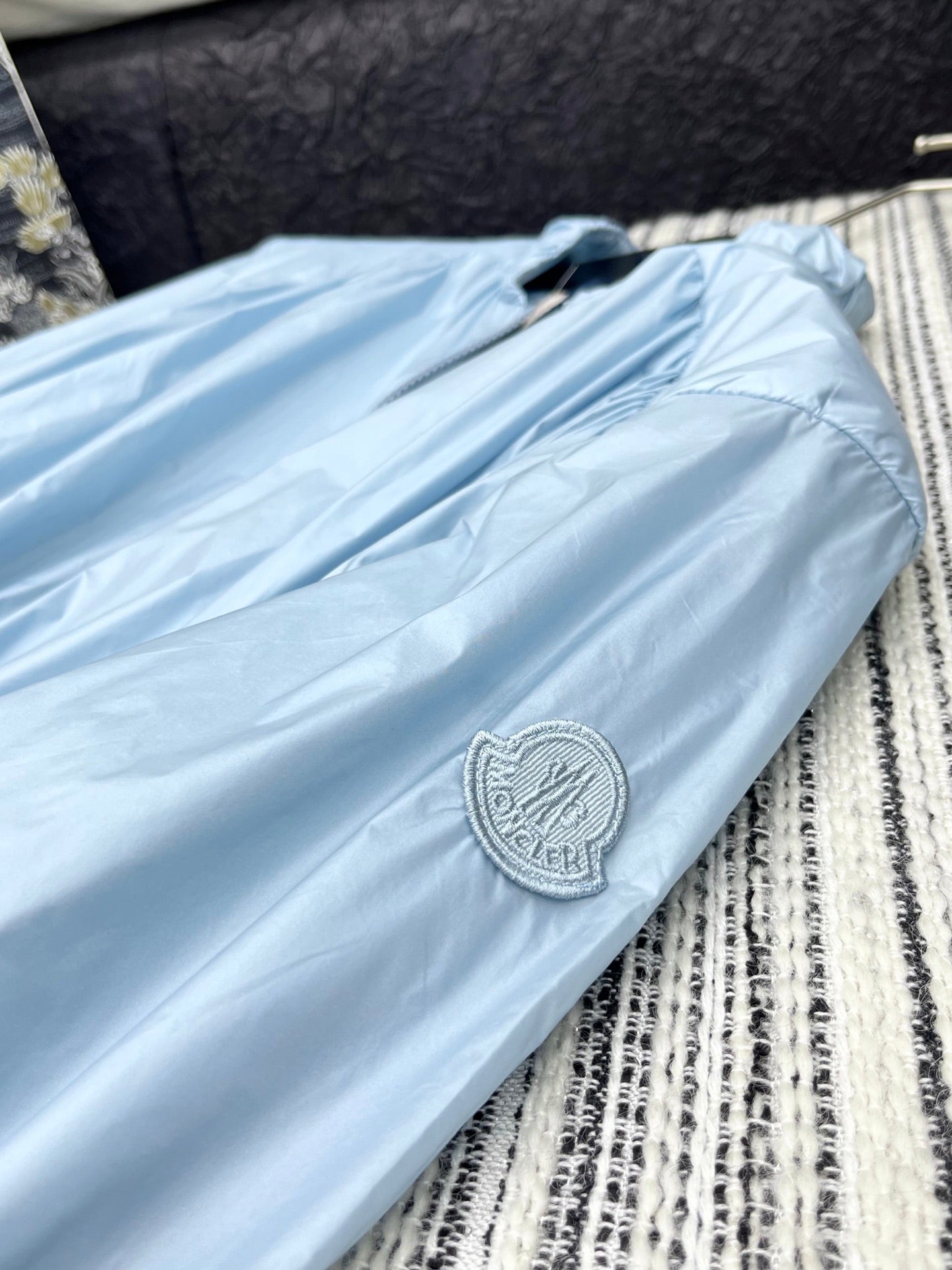 MONCLER ZIP-UP JACKET WITH STAND COLLAR IN SKY BLUE 267975