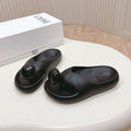 LOEWE 26S PEBBLE TOE-POST SLIDES IN BLACK EVA